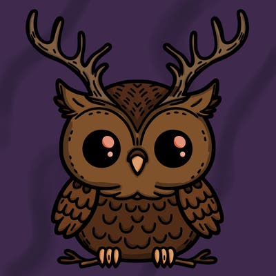 owl with deer antlers