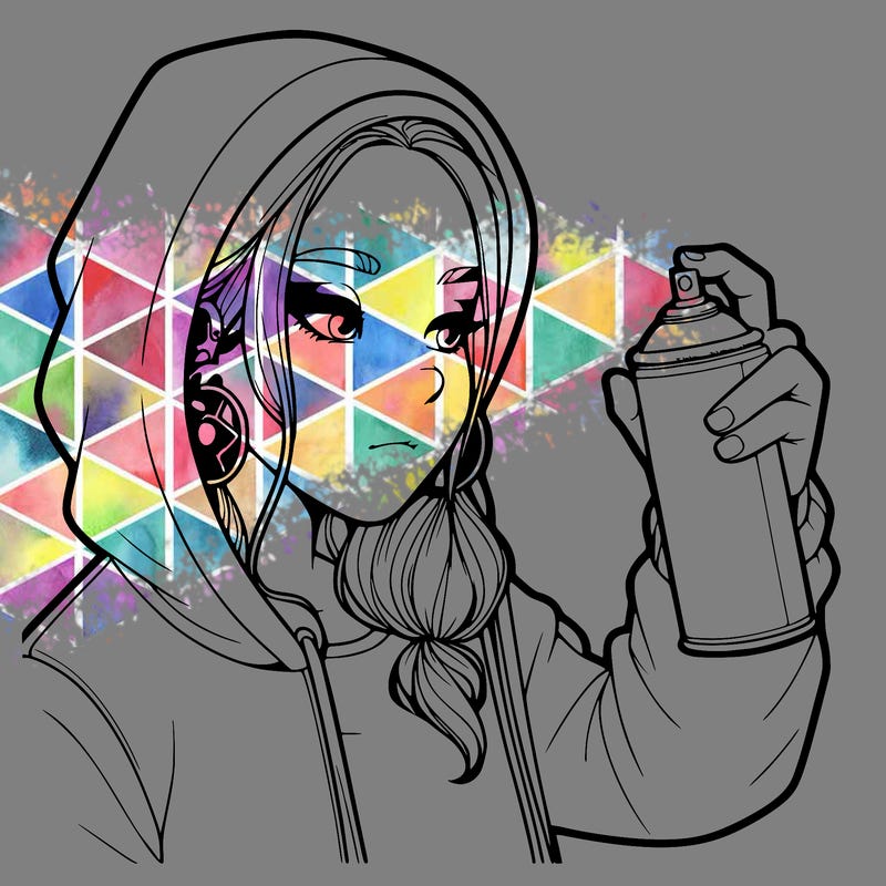 a realistic girl, spray painting