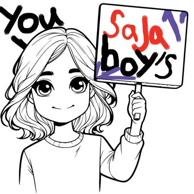 realistic girl holding up a sign