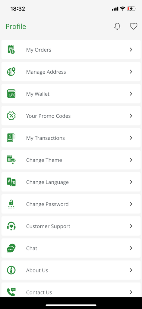 Mkinga Empire - User profile interface of the Mkinga Empire app showing various account management options