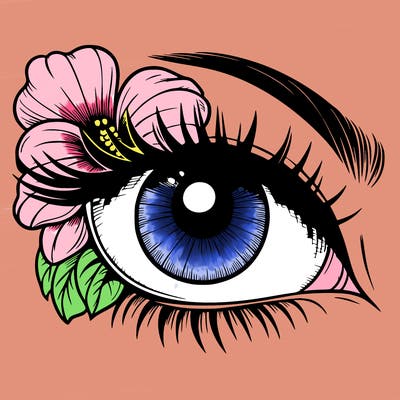 realistic eye with flower
