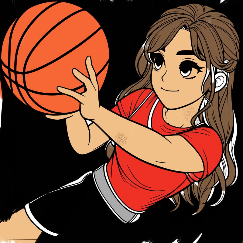 realistic girl playing basketball