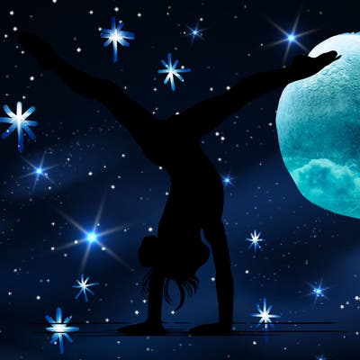 realistic gymnastic hand stand girl in four splits