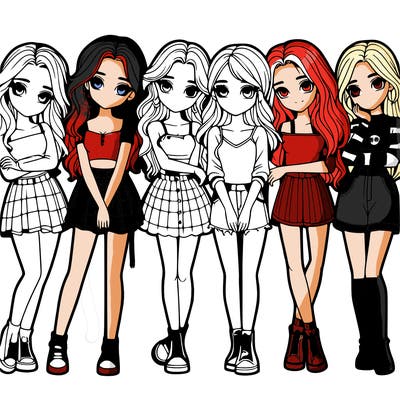 a group of girls realistic