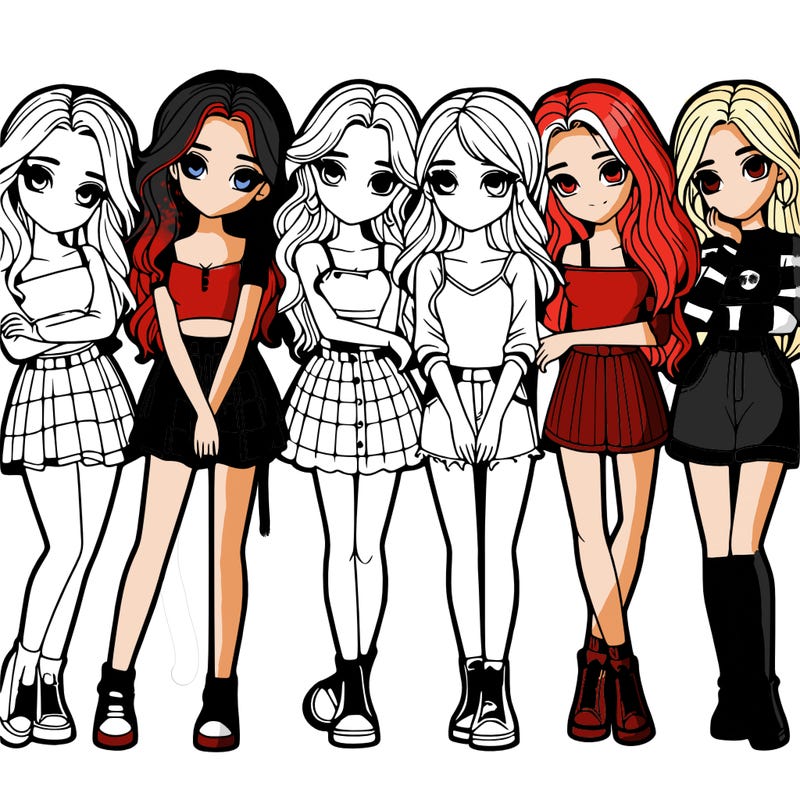 a group of girls realistic