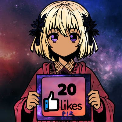 anime girl holds a 20 likes sign