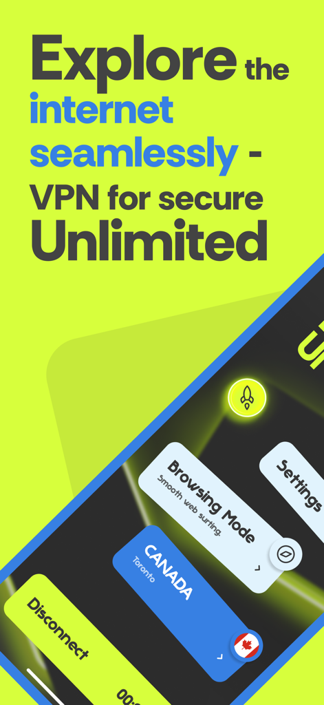 A futuristic neon themed interface for CPunk VPN showing a secure connection to a Canada server