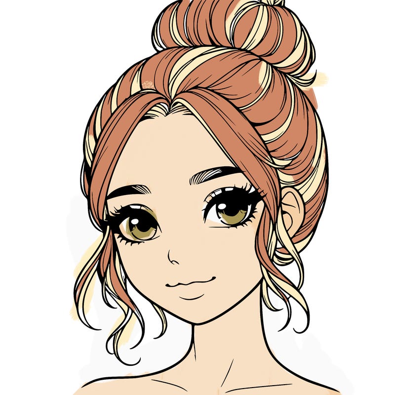 realistic pretty girl with hair in bun