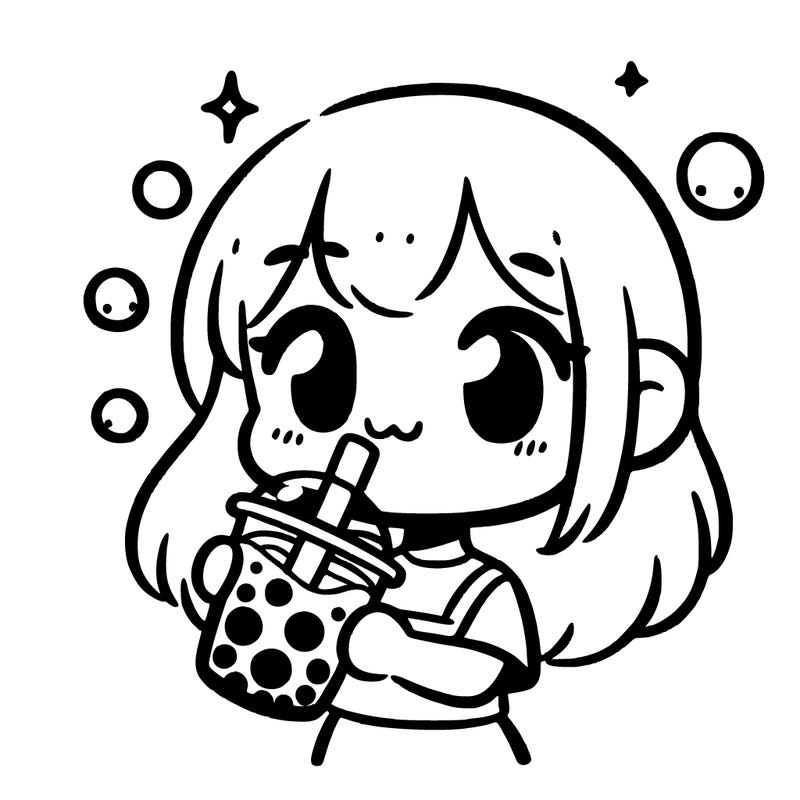 easy and cute girl drinking boba 🧋