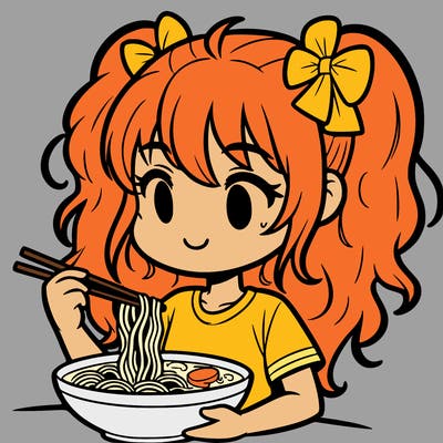 a girl eating ramen