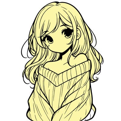 shy pretty girl wearing a sweater that is falling off one shoulder portrait
