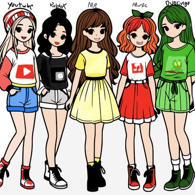 a group of five girls