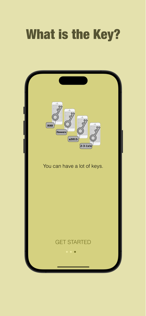 KeyAccess - Pantalla de introducción de la aplicación KeyAccess explicando el sistema de claves múltiples para organizar archivos privados.