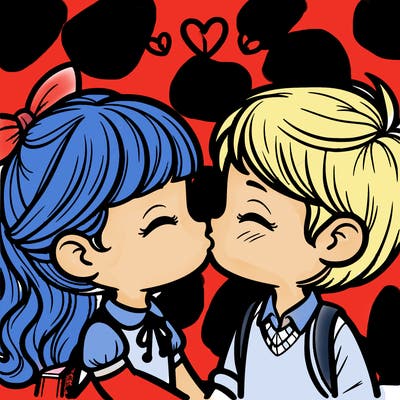 boy and girl kissing