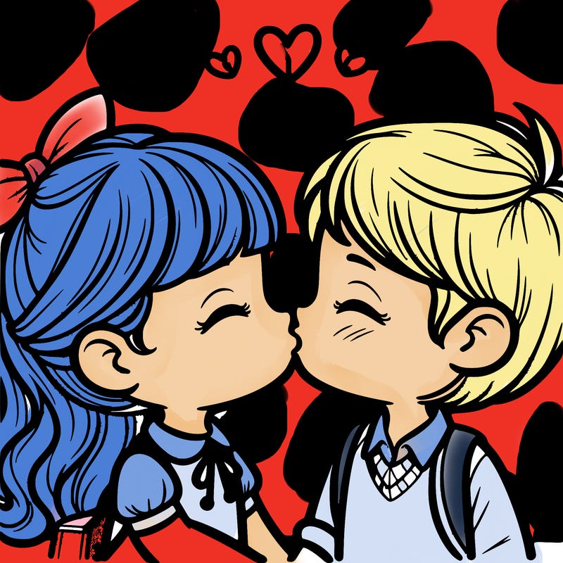 boy and girl kissing