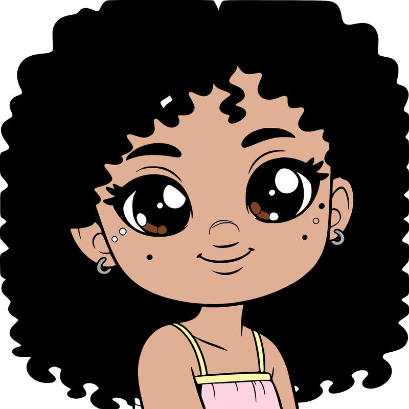 black light skin girl with curly hair