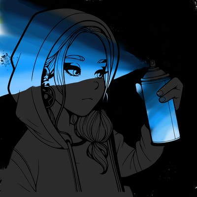 a realistic girl, spray painting