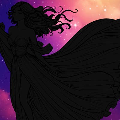 realistic woman in dress flowing the the wind