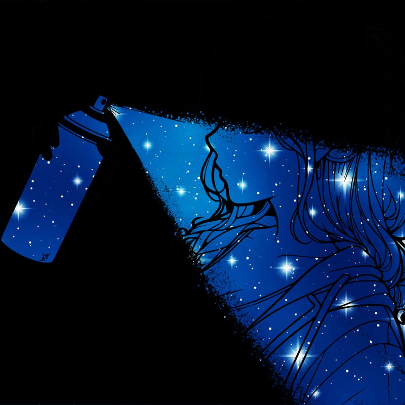 a realistic girl spray, painting