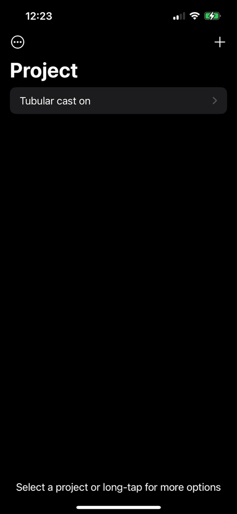 Knit Rows - Knit Rows project management screen showing a list of knitting projects and cast on steps