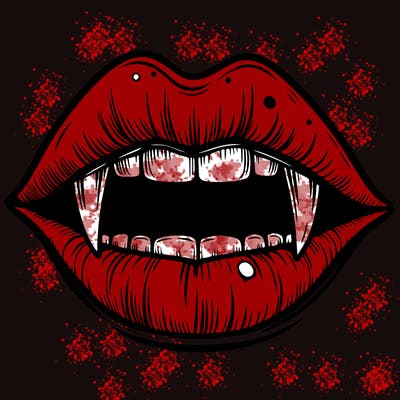 lips with vampire teeth