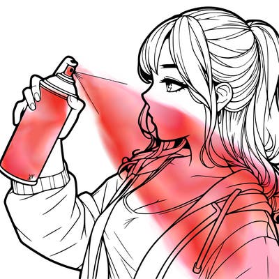 a realistic girl spray, painting