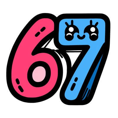 the numbers 67