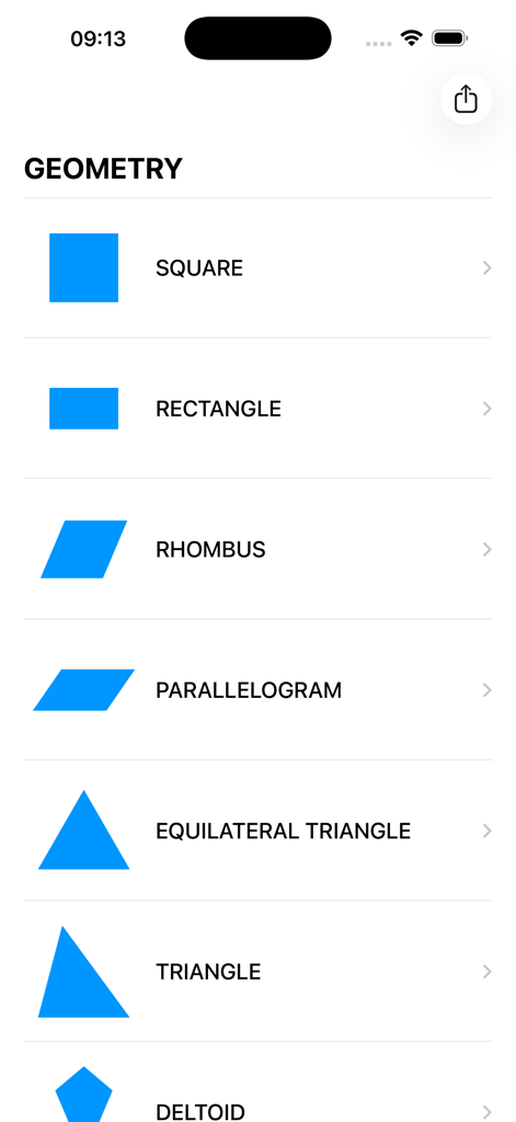 Geometry!! - Geometryアプリでの2D幾何学的図形のリスト。