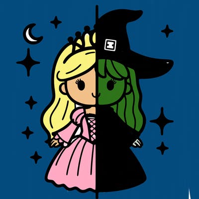 split princess and witch
