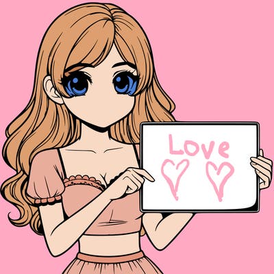 realistic pretty girl holding blank sign