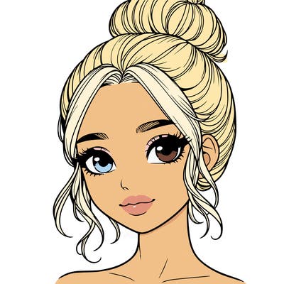 realistic pretty girl with hair in bun