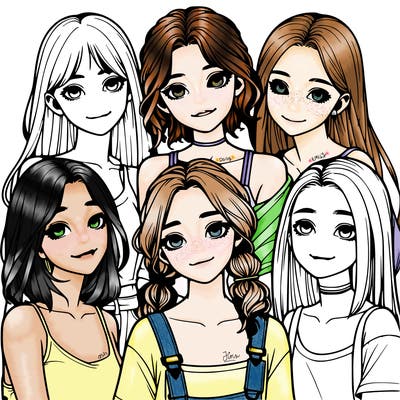 a group of girls realistic