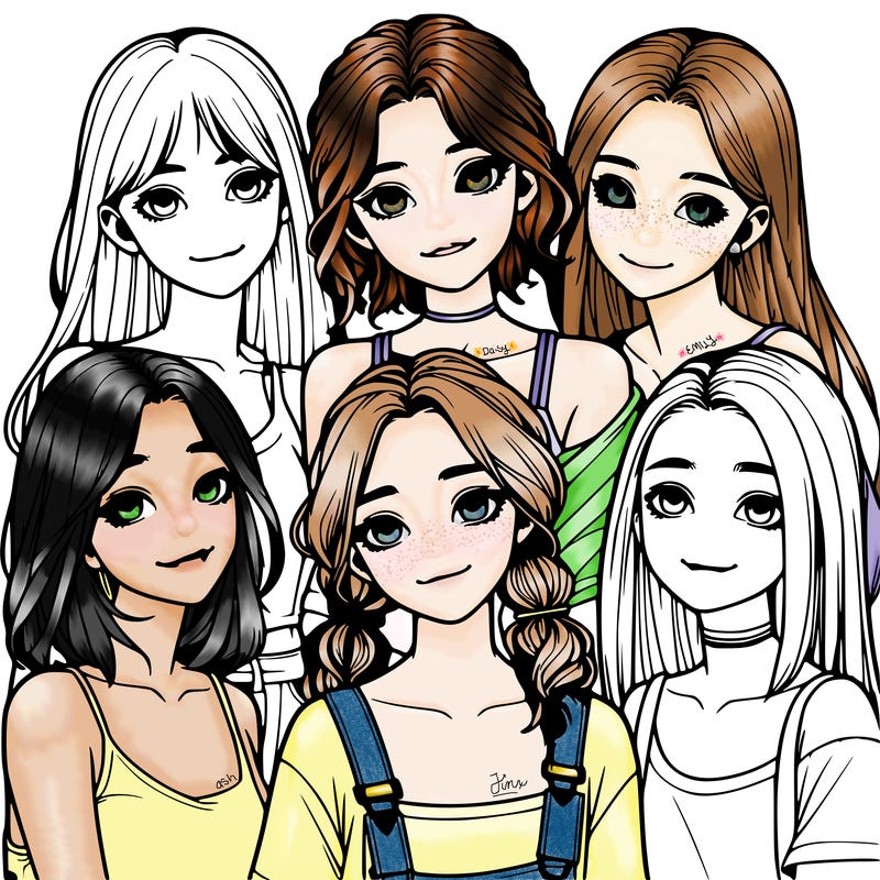 a group of girls realistic