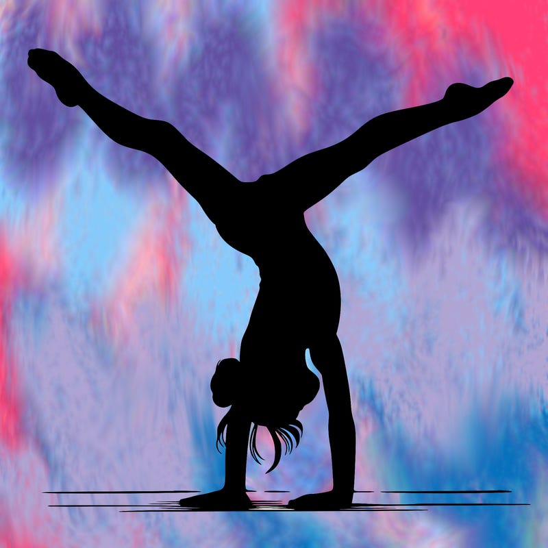 realistic gymnastic hand stand girl in four splits