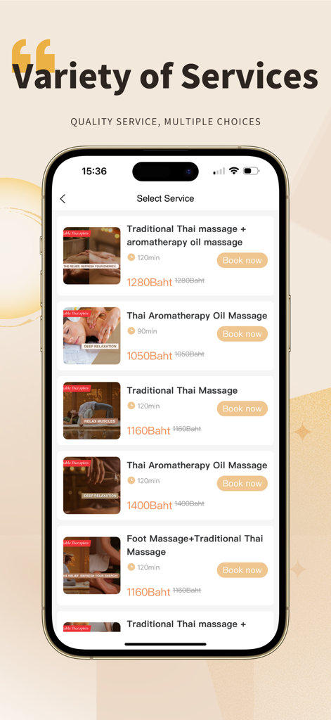 9Nice - Home Massage - Una variedad de servicios de masaje disponibles para reservar en la interfaz de la aplicación 9Nice