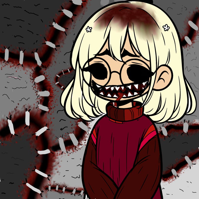 sad girl with glasses in a sweater