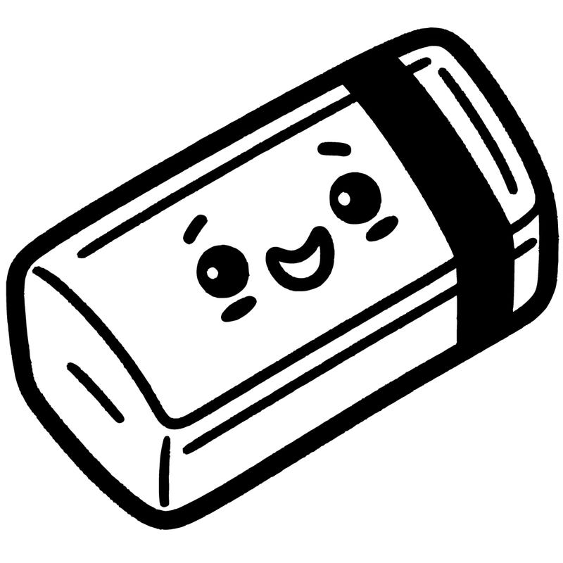 an eraser with a smile
