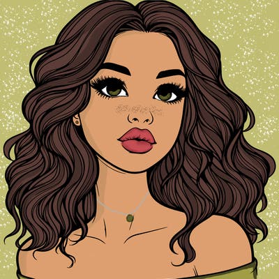 realistic girl with wavy hair and lips