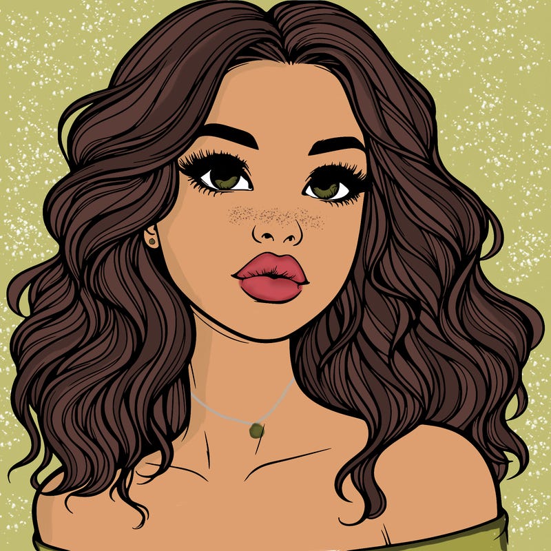 realistic girl with wavy hair and lips