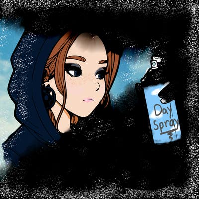 a realistic girl, spray painting