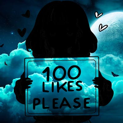 a girl holding a sign saying 100 likes please