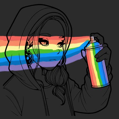 a realistic girl, spray painting