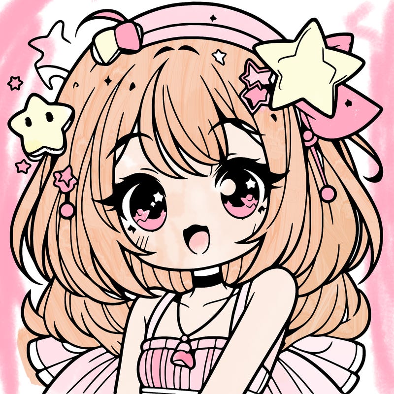 cute anime girl with star accessories
