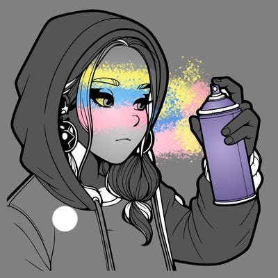 a realistic girl, spray painting