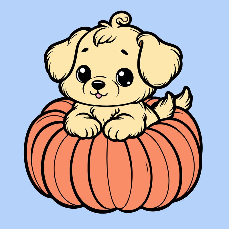 cute little puppy in a pumpkin