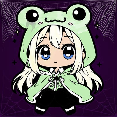 chibi girl with frog hoodie