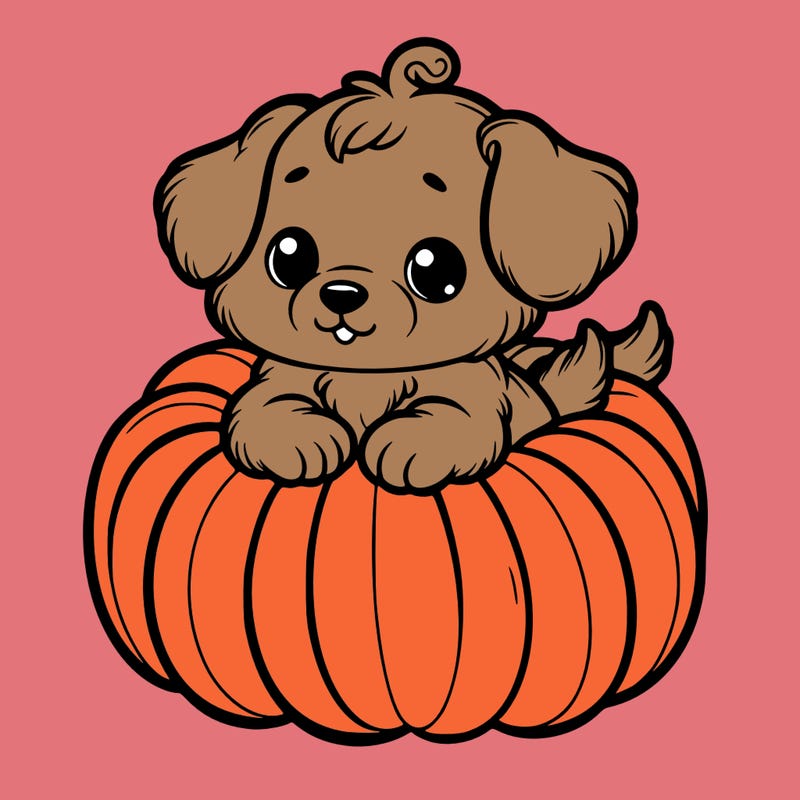 cute little puppy in a pumpkin