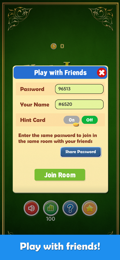 Wild Jack: Card Gobang - Wild Jack Card Gobang multiplayer room setup screen