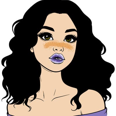 realistic girl with wavy hair and lips
