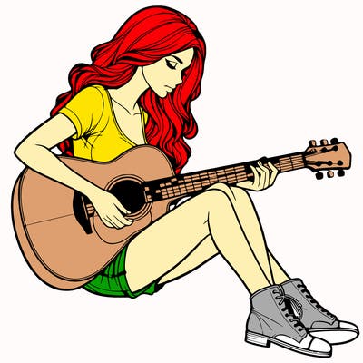 realistic woman play guitar